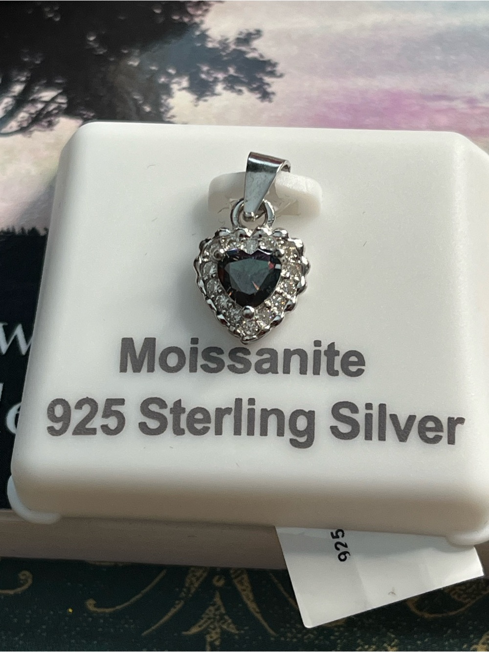 Mystic Topaz Moissanite Heart Pendant Necklace, 925 Sterling Silver, 20”